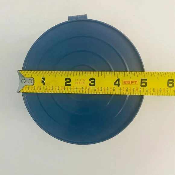 Metal Pitcher Planter Vase Blue With Beige Heart And Plastic Insert 4.5 Inches - Picture 10 of 12